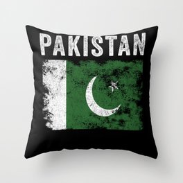 Pakistan Flag Distressed Pakistani Flag Throw Pillow