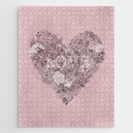 Botanical Heart - Love - antique pink Jigsaw Puzzle