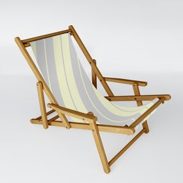 [ Thumbnail: Light Gray & Light Yellow Colored Striped/Lined Pattern Sling Chair ]
