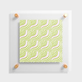 Green and Pastel Pink Stripe Shells Floating Acrylic Print