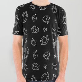 Black and White Gems Pattern All Over Graphic Tee