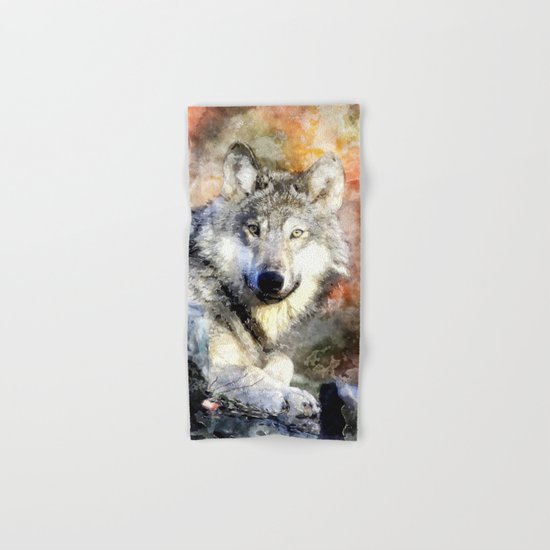 Wolf Animal Wild Nature-watercolor Illustration Hand & Bath Towel