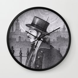 Ripperologist Wall Clock | Jacktheripper, Quirky, Creepy, Graphite, Drawing, Victorianlondon, Weird, Spooky, Blackandwhite 