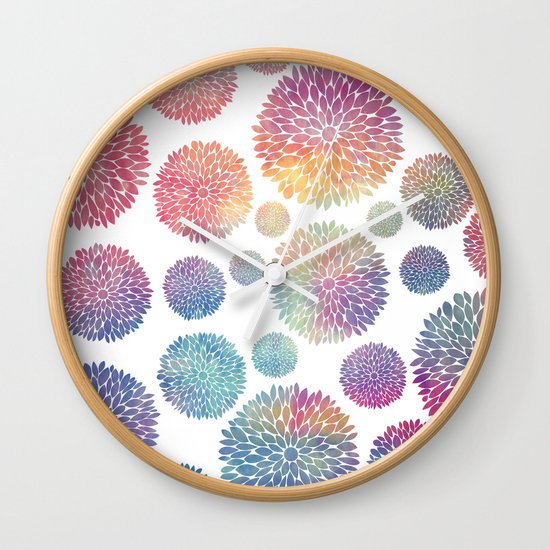Watercolor Flowers Wall Clock