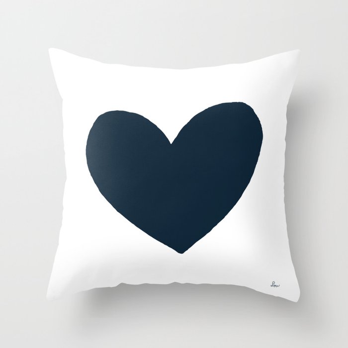 Navy Heart Throw Pillow