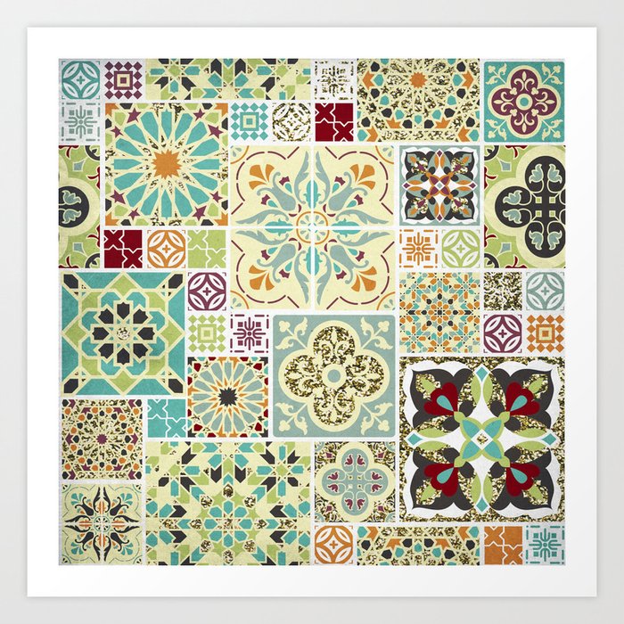 Moroccan Tile Pattern II Art Print