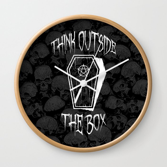 Think Outside The Box Goth Coffin Humour Wall Clock