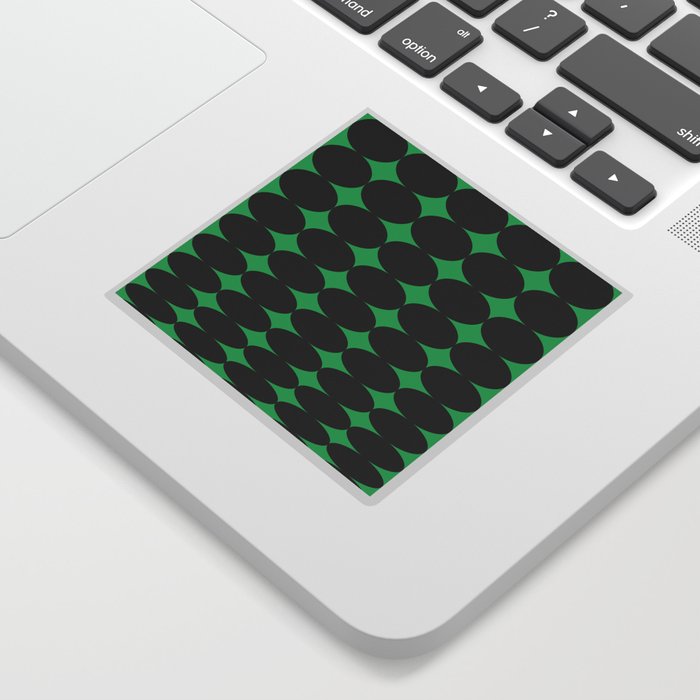 Retro Round Pattern - Green Black 2 Sticker