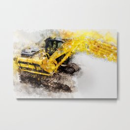 JCB JS130 360 Excavator Metal Print | Excavator, Jcb, Phonecase, Machine, Plantmachine, Watercolour, Art, Contemporary, Digger, Js130 