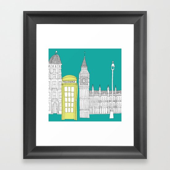 London - City prints // Red Telephone Box Framed Art Print