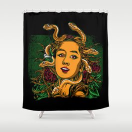 Vintage Medusa Mythology Drawing Shower Curtain