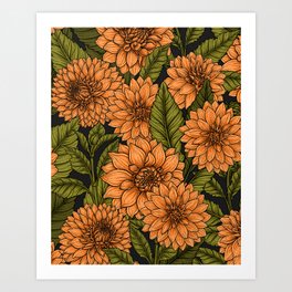 Orange Dahlia garden Art Print