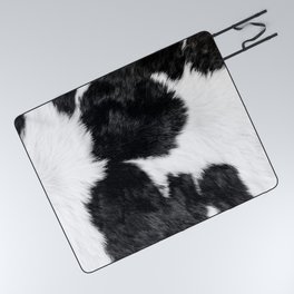 Decorative Black and White Cowhide Picnic Blanket