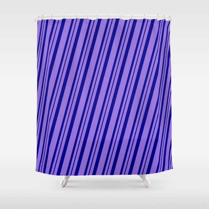Purple & Dark Blue Colored Pattern of Stripes Shower Curtain