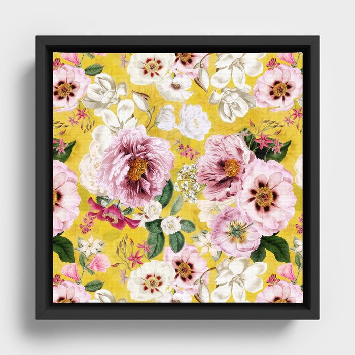Vintage & Shabby Chic - Colorful Spring Flower Peony Botanical Garden Framed Canvas