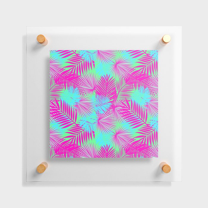 Neon Pink & Blue Tropical Print Floating Acrylic Print