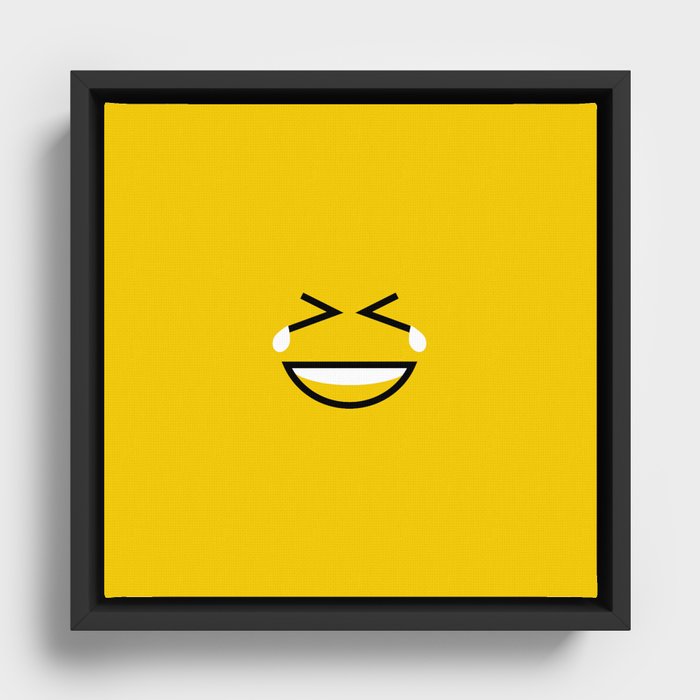 type face: laugh yellow Framed Canvas