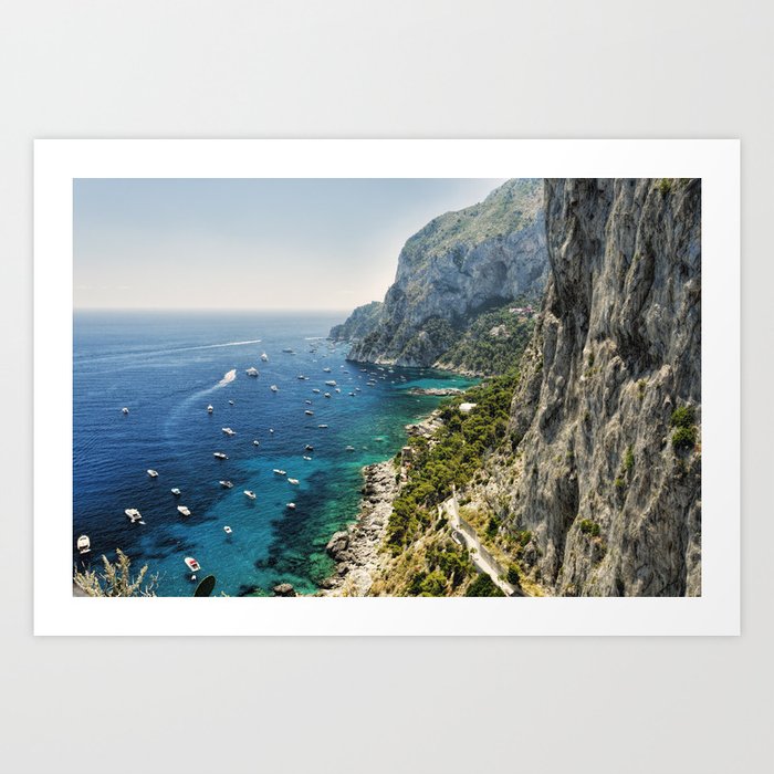 View of a Rugged Coastline, Marina Piccola, Capri, Campania, Italy Art Print
