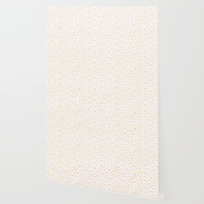 Golden Dots White Wallpaper By Lavieclaire Society6