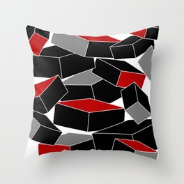 Falling - Abstract - Black, Gray, Red, White Throw Pillow