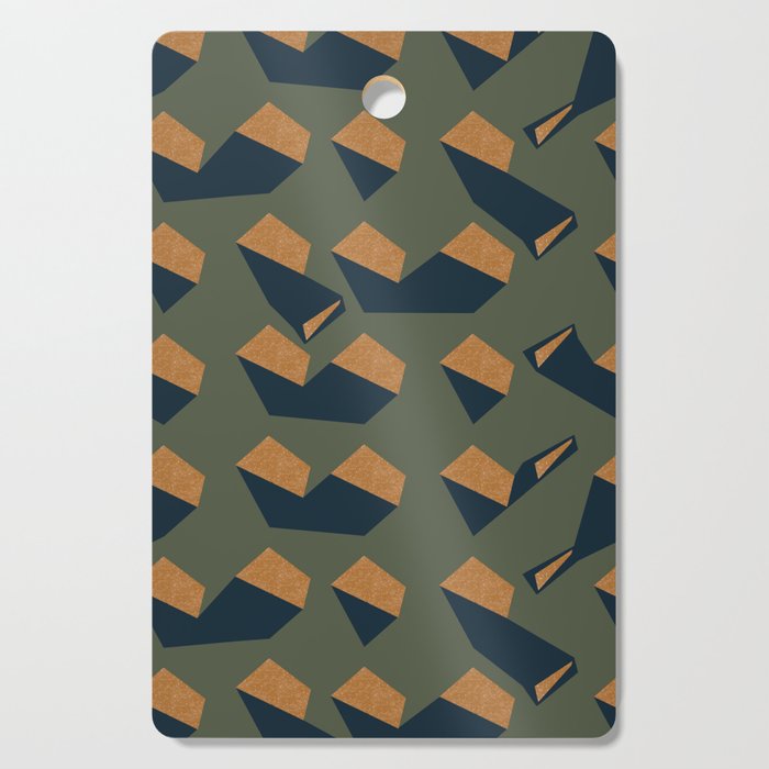 Forms No. 1 (Autumn Forest), colourful geometric pattern, mid century modern, green Cutting Board