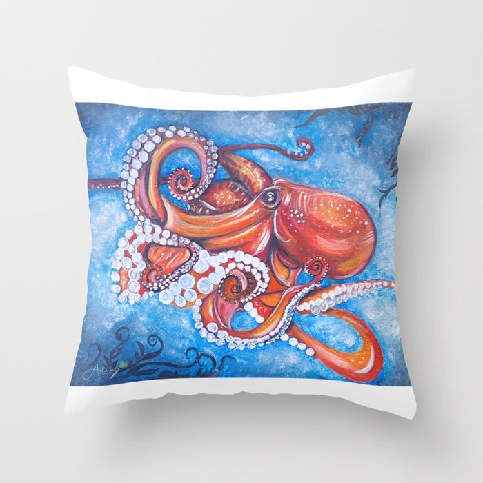 Colorful Octopus Throw Pillow