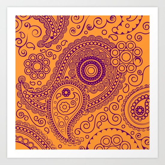 Vintage Pattern Orange Art Print