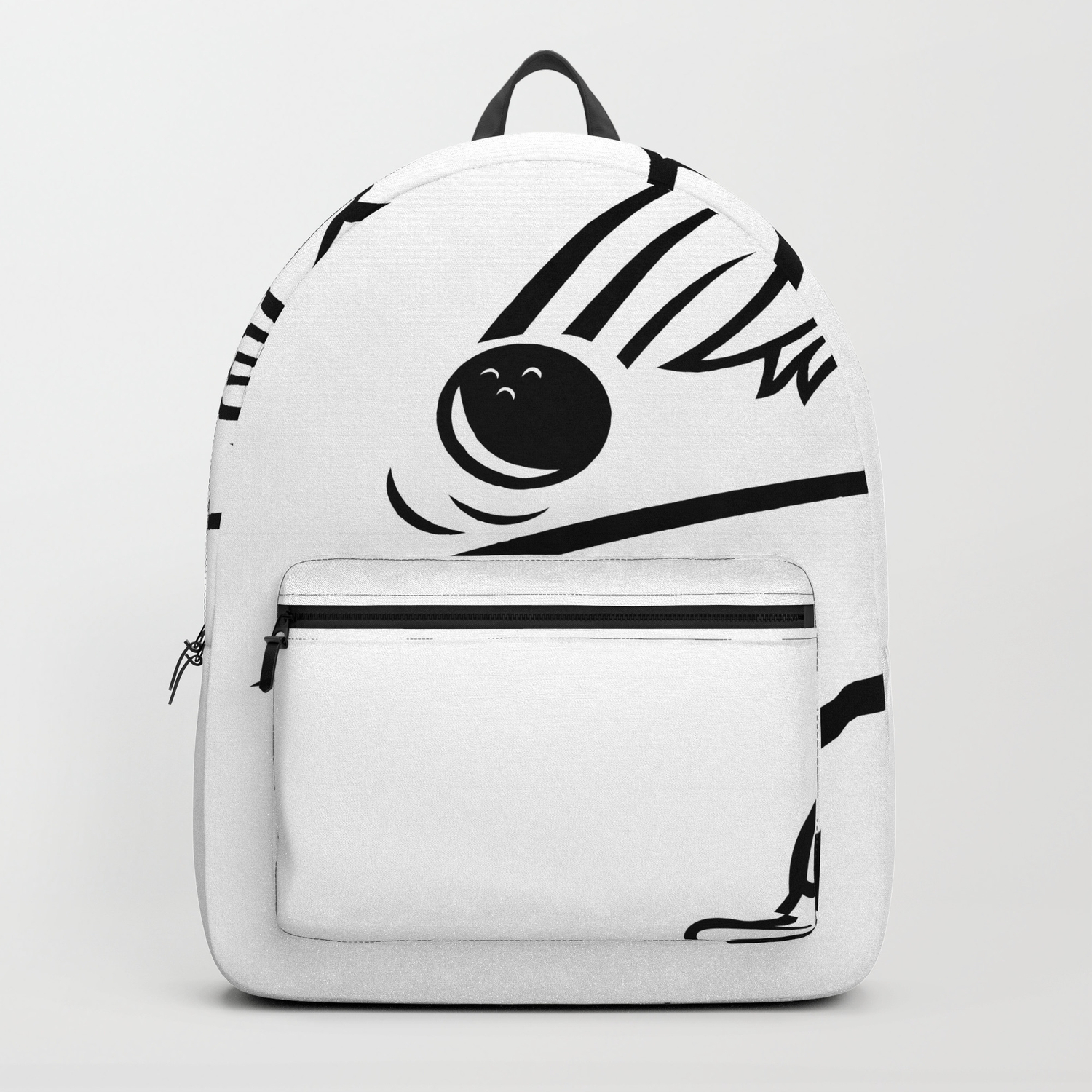 Duck Bowler Bowling Ball Cartoon Black And White Backpack By