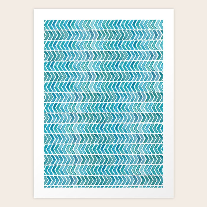 Light Blue Aztec Chevrons. Art Print by Elena ONeill Society6
