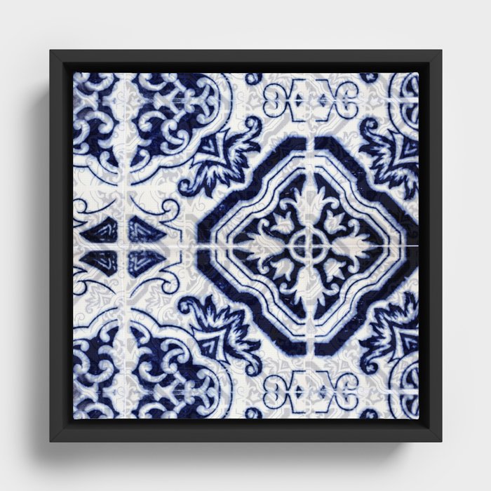 Azulejo VI - Portuguese hand painted tiles Framed Canvas