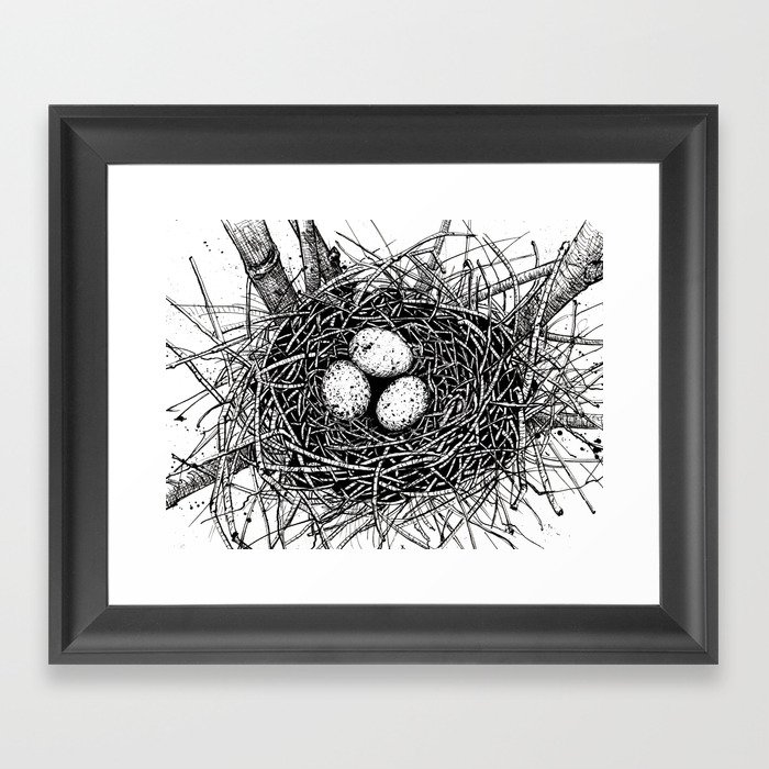 Ink Birds Nest Framed Art Print