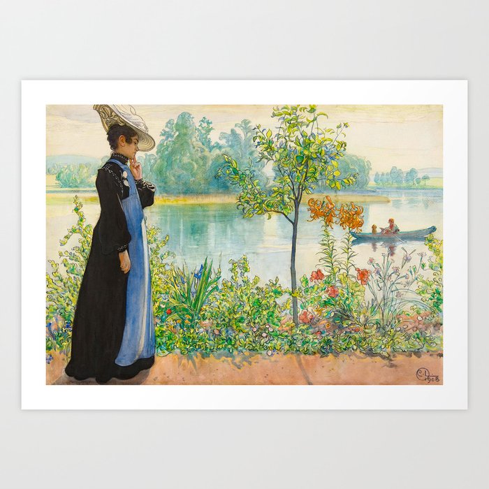 Karin by the Shore, 1908 by Carl Larsson Art Print