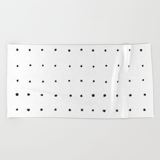 Dot Grid Black and White Beach Towel