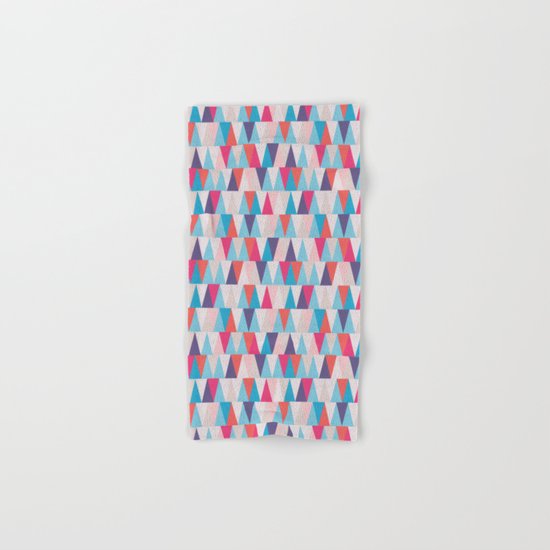 Blue & Pink Geometric Triangle Pattern Hand & Bath Towel