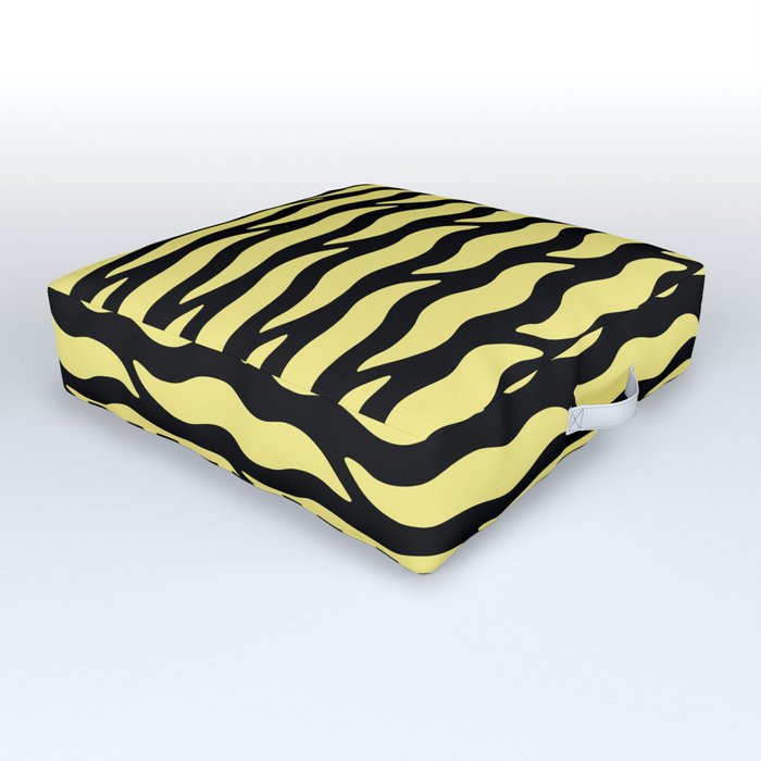 Tiger Wild Animal Print Pattern 341 Black and Yellow Outdoor Floor Cushion