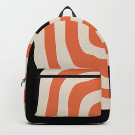 Abstract Geometric Rings 235 Black Orange and Beige Backpack