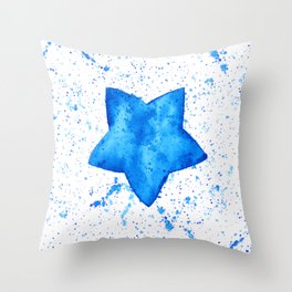 Blue Splash Star Throw Pillow