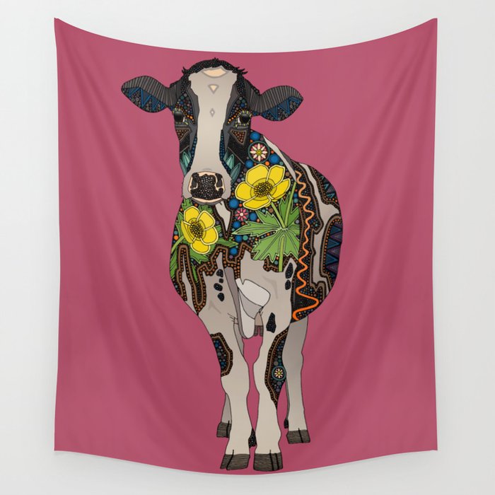 cow rose Wall Tapestry