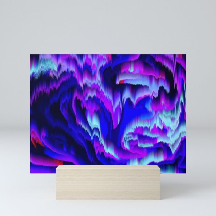 Neon Pixel Sorting Swirls Mini Art Print