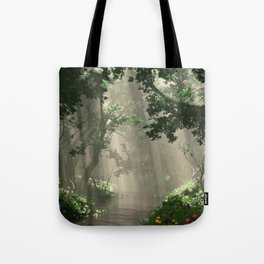 Dapplewood Tote Bag | Rendered, 3D, Digital, Sunbeams, Cg, Graphicdesign, Forest, Cgi 