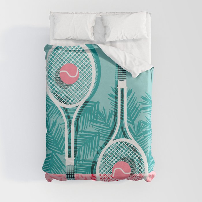 Good to go - memphis throwback 1980s neon pastel abstract sports tennis racquetball athlete game  Duvet Cover