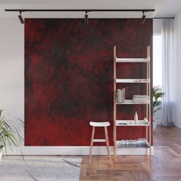 Goth Midnight Black and Red Geometric Abstract Wall Mural