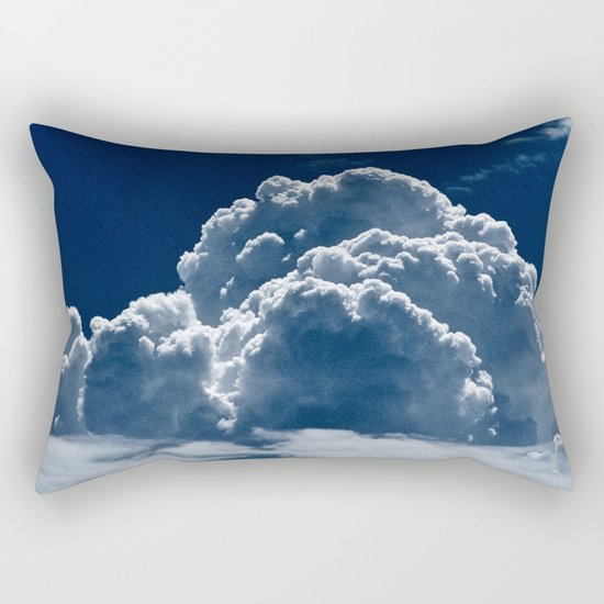 Puffy Cumulus clouds on Deep Blue Sky Rectangular Pillow