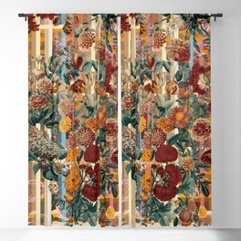 Floral and Tartan Pattern Blackout Curtain