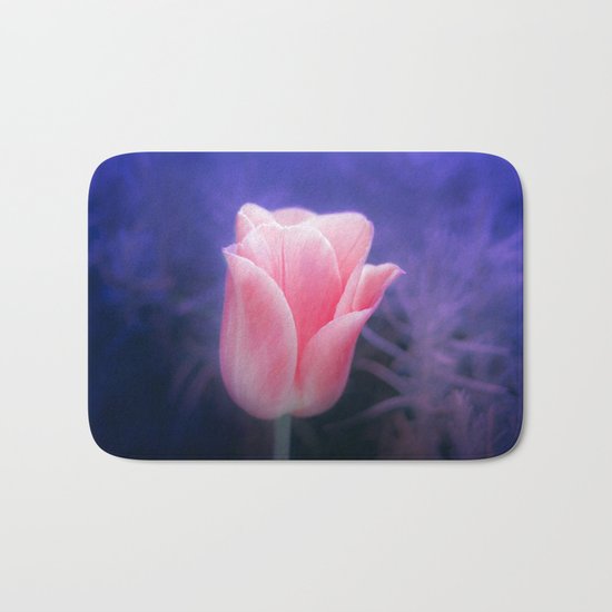 Pink Tulip in indigo Bath Mat