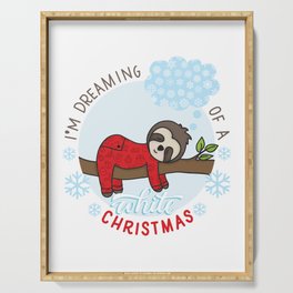 Sloth dreaming of a White Christmas Serving Tray