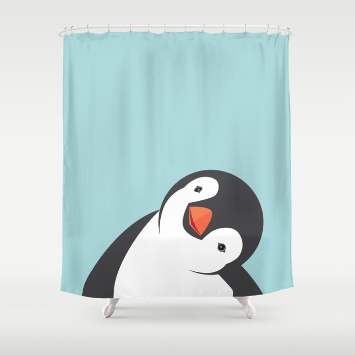 Emperor Penguin Shower Curtain Fabric Bathroom Waterproof 12 Hooks & Mat 7189 