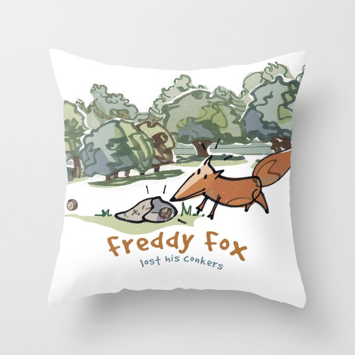 Freddy Fox Lost His Conkers Cover Throw Pillow