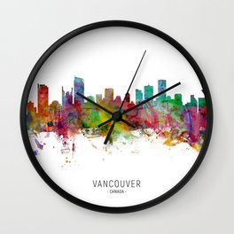 Vancouver Canada Skyline Wall Clock | 6598, Watercolour, Vancouverskyline, Silhouette, Vancouver, Vancouverposter, Michaeltompsett, Vancouvercanvas, Cityscape, Skyline 