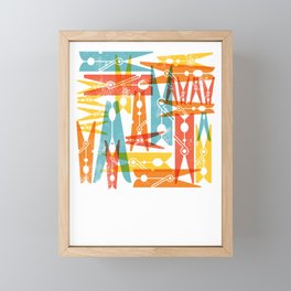 Clothespins Laundry Day Art Bright Colors Framed Mini Art Print
